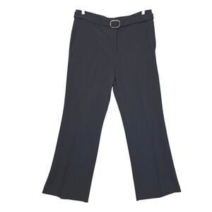 Ann Taylor Belted Straight Leg Trousers Pants Sz 12 NWT Black Career Office Chic